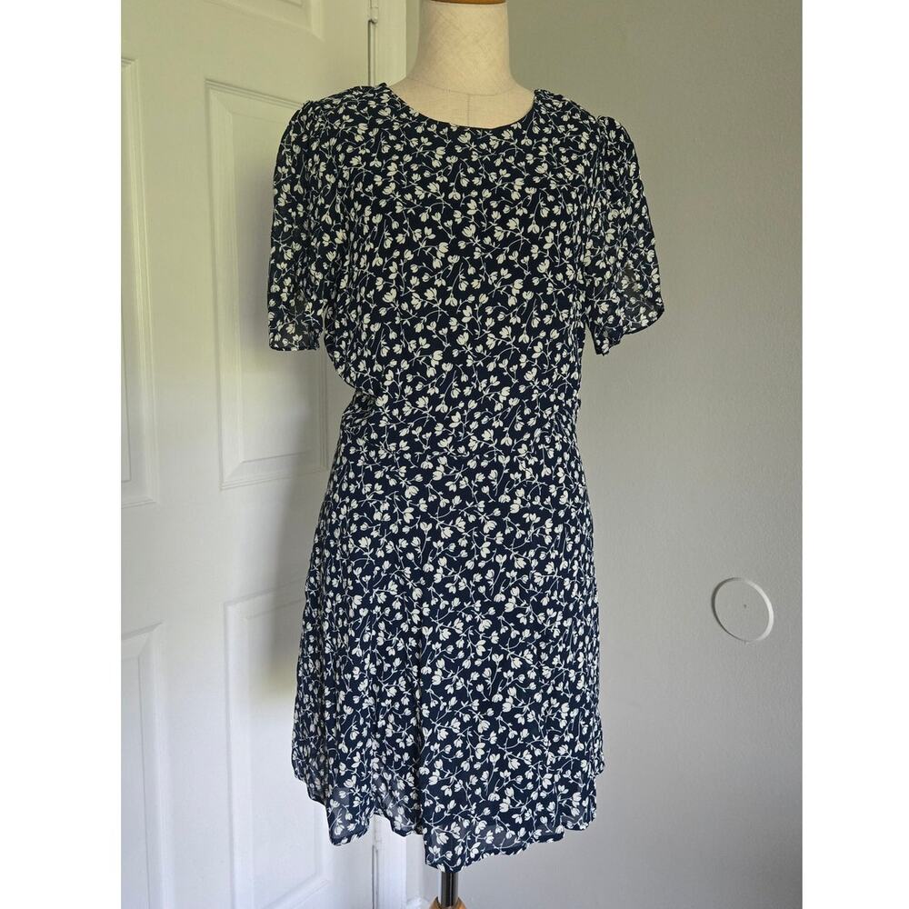 Reformation Navy Floral Violette A-line Mini Dress Size 8